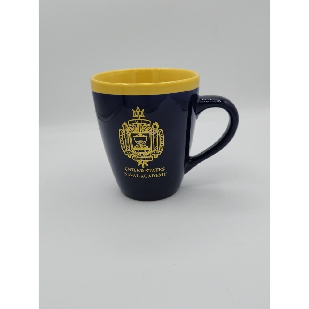 US Naval Academy Heavy Stoneware Mug – Crest Logo – RSFJ Inc Blue Yellow